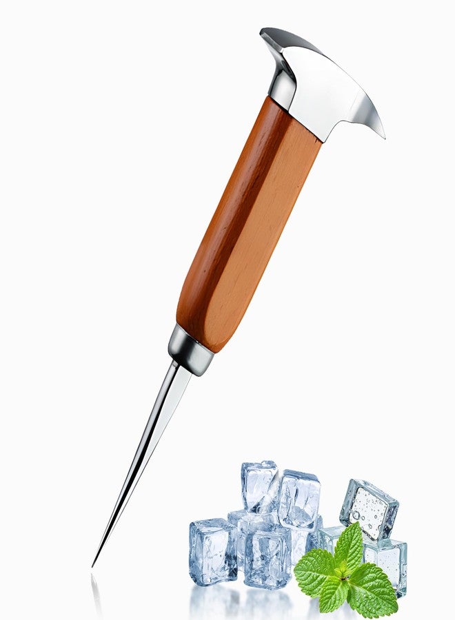 MCSDFN Ice Pick Tool with Wood Handle, Stainless Steel Ice Picks for Breaking Ice, Ice Carving Tools Bar Tools for Kitchen, Bars, Bartender, 6.7 Inch - Image 1